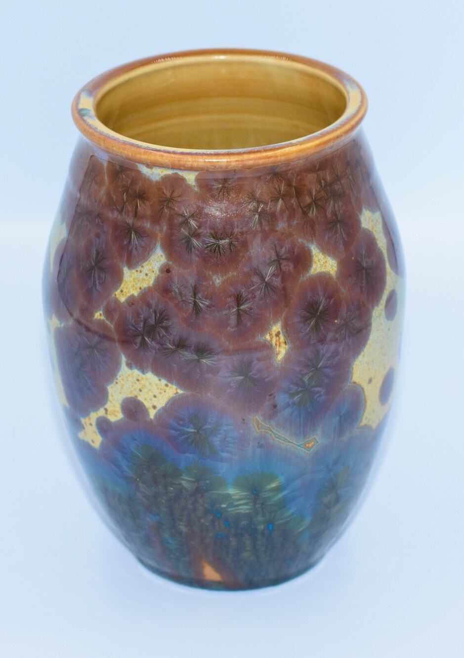 Signed Arts & Crafts Revival Crystalline Glaze Studio Pottery / Porcelain Vase